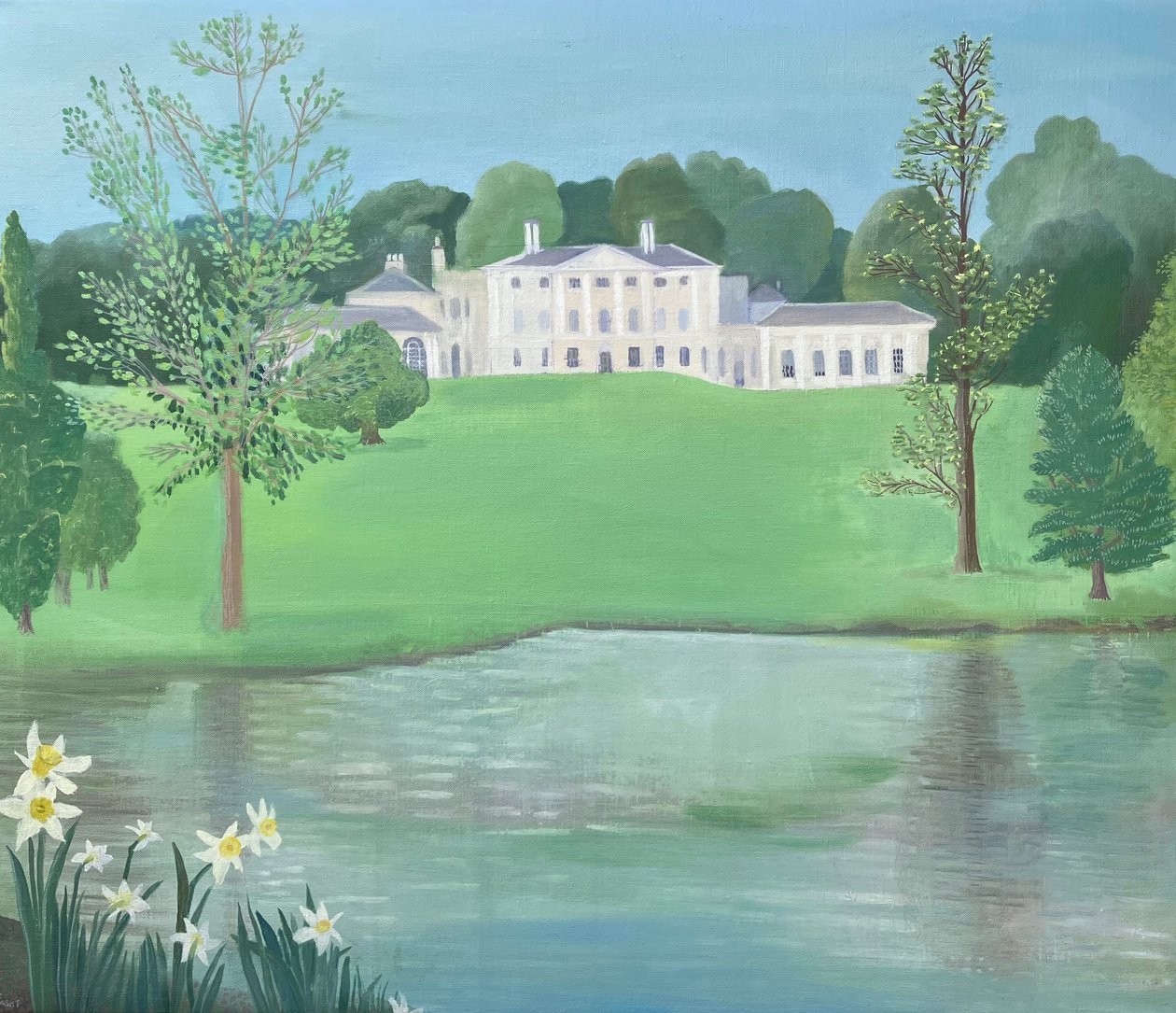 Kenwood House vanaf het meer, 2025 (olieverf op linnen) door Suzy Fasht
