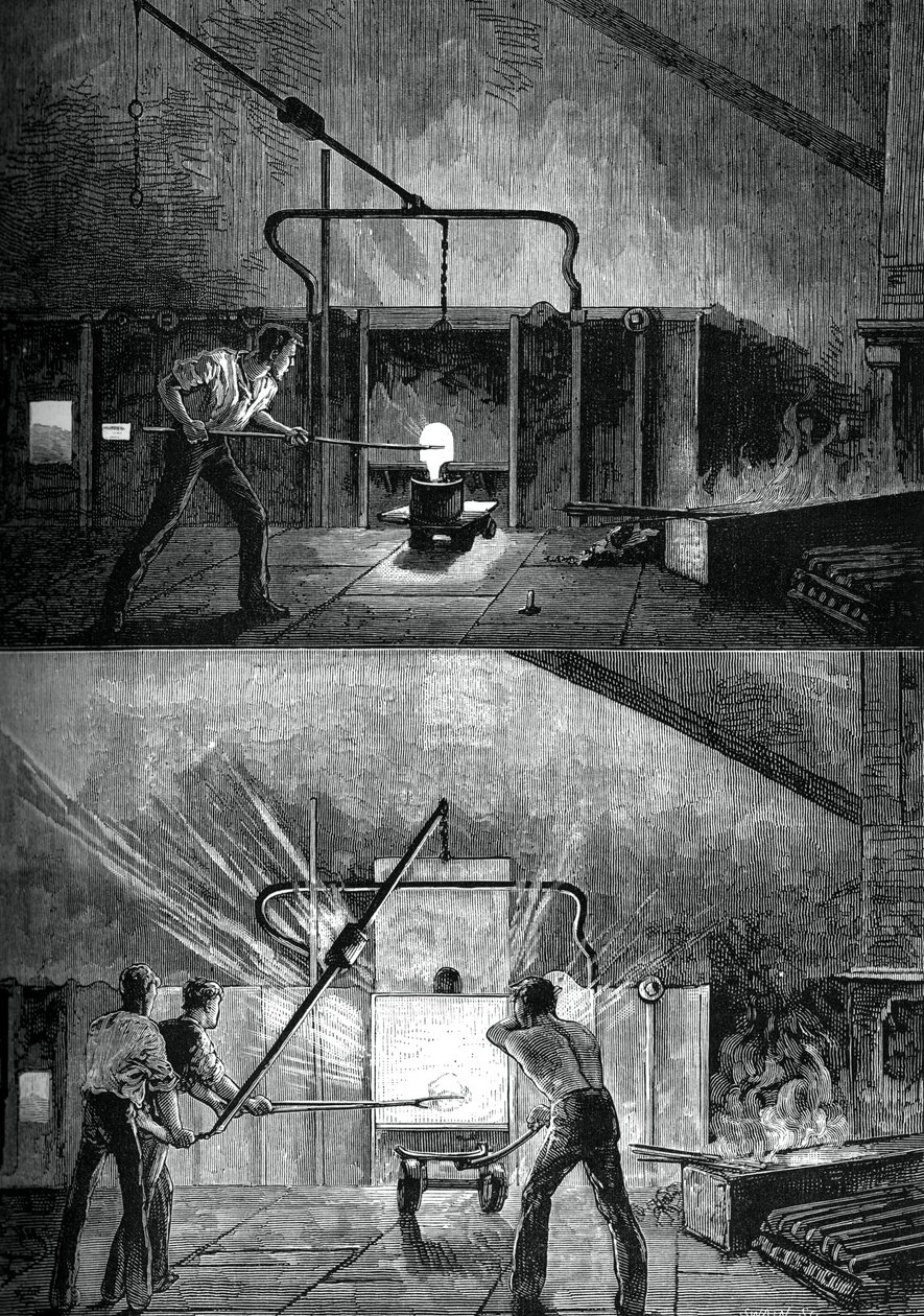 Puddlers aan het werk, c1880 door Swain