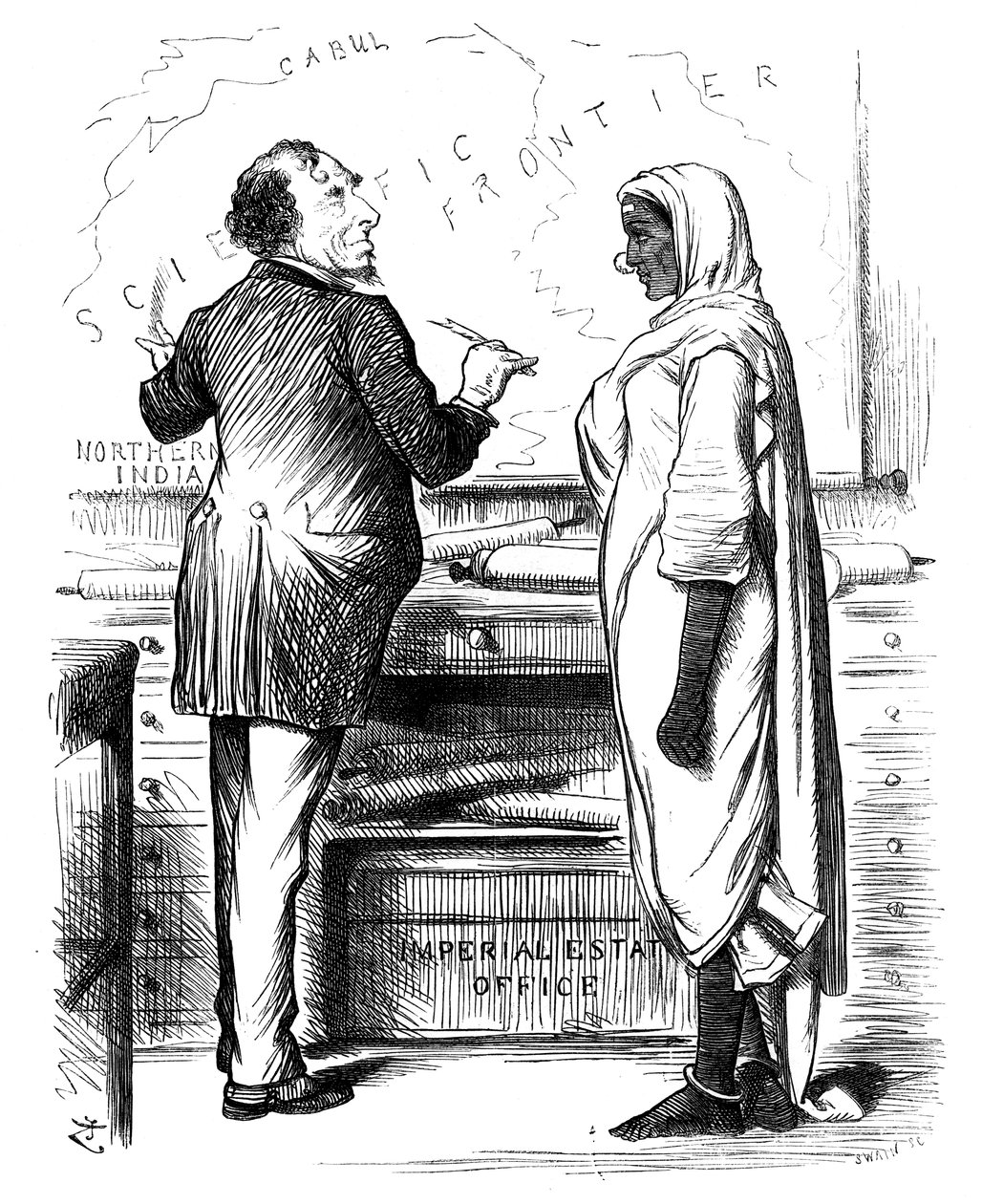 Wie zal betalen, 1878 door Swain