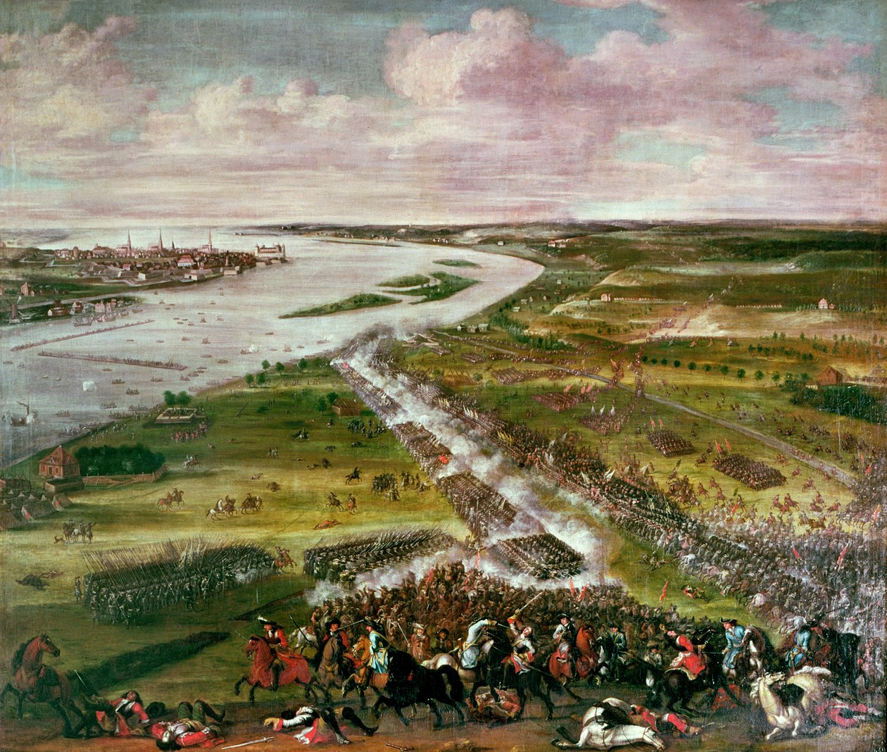 Slag om de oversteek van de Dvina, 1701 door Swedish School