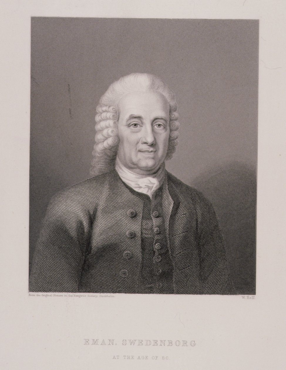 Emanuel Swedenborg (1688-1772) op de leeftijd van 80, gegraveerd door W. Holl, uit Wereldreligie, uitgegeven door A. Fullarton & Co. door Swedish School