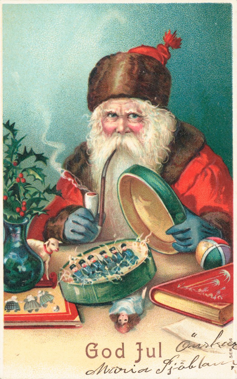 Zweedse kerstkaart (kleurenlitho) door Swedish School