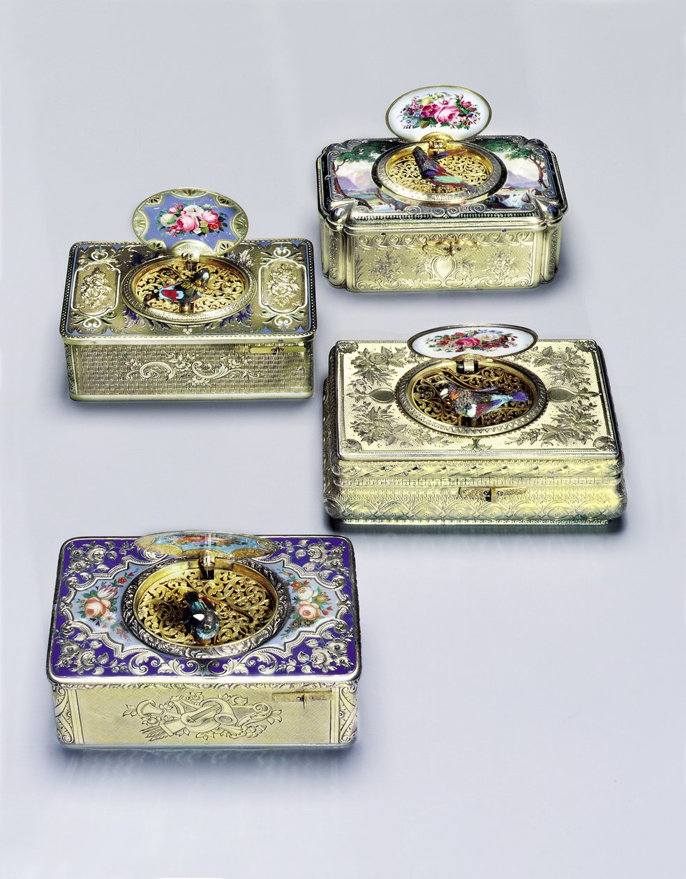 Collectie van zingende-vogel dozen door Swiss School