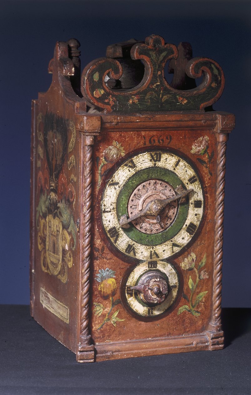 Huishoudelijke wekker, 1669 door Swiss School