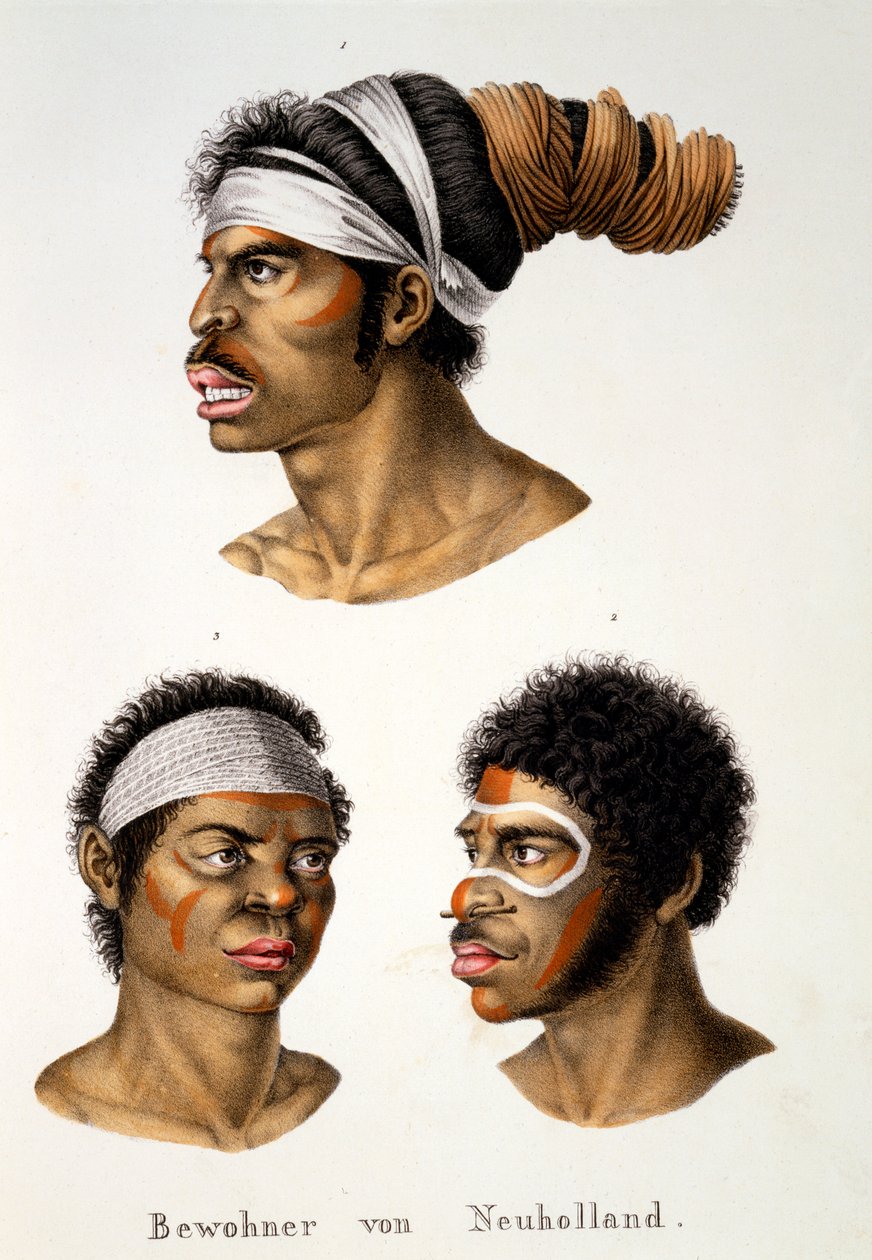 Inboorlingen van Nieuw-Holland (Australië), uit Etnologische Studie van Verschillende Rassentypes van Verschillende Continenten, door C.I. Brodtmann, 1824 door Swiss School