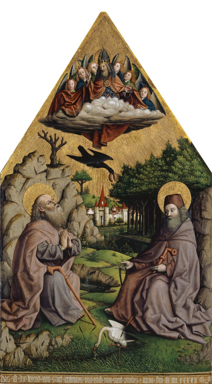 De Wonderbaarlijke Voeding van Sint Antonius en Sint Paulus de Kluizenaar door Swiss School