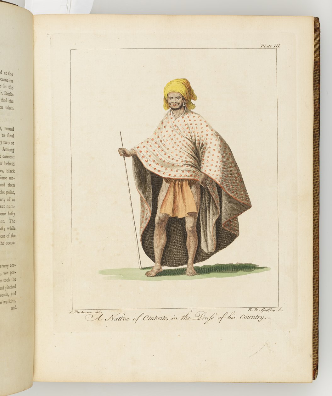 Een Inboorling van Otaheite, illustratie uit Een reisverslag naar de Zuidzeeën: in Zijne Majesteits schip, de Endeavour, 1794 door Sydney