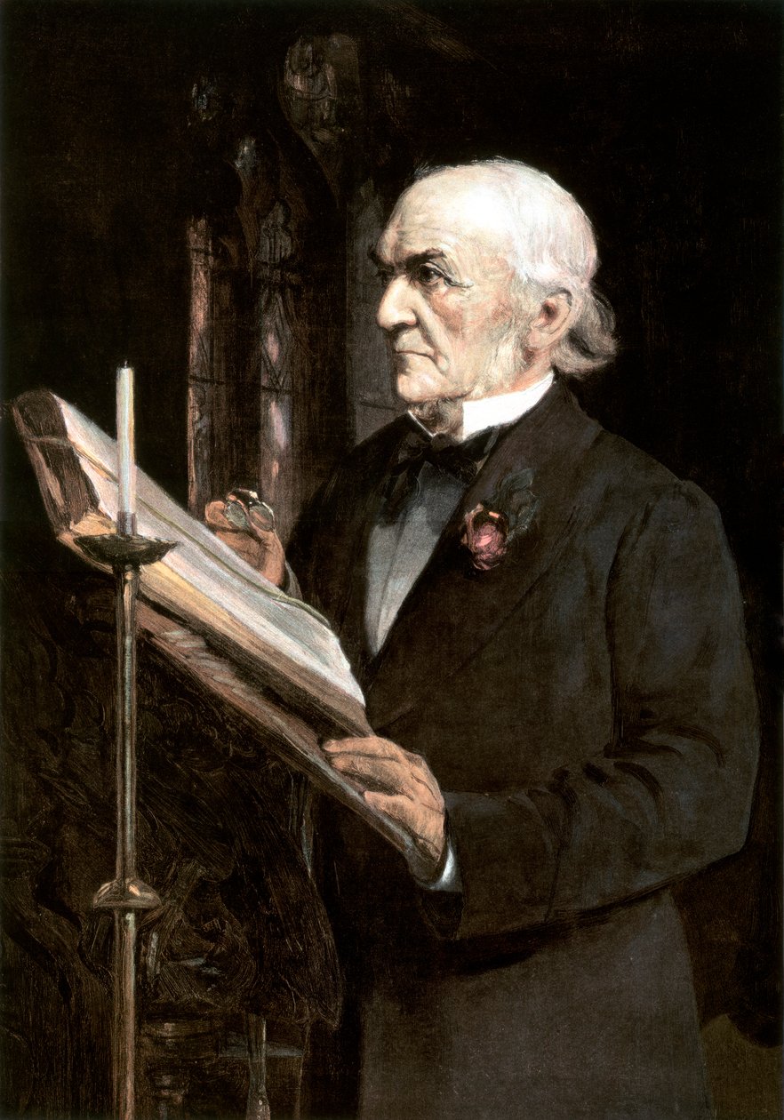 Mr Gladstone die de Lessen Leest in de Hawarden Kerk door Sydney Prior Hall