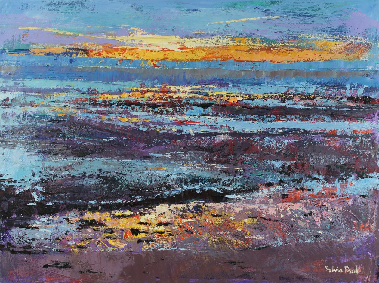 Zonsopgang, 2021 (olieverf op doek) door Sylvia Paul