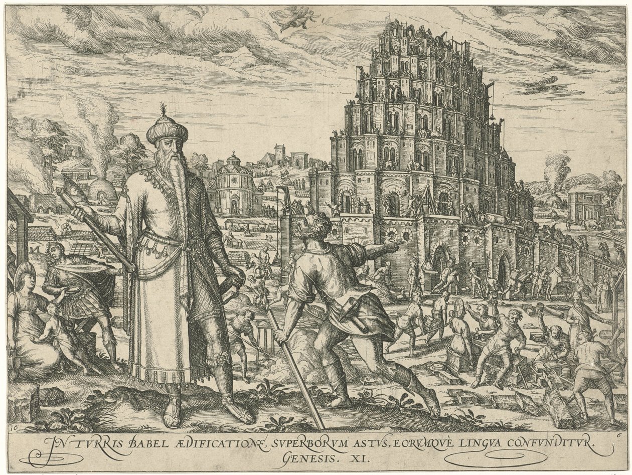 Toren van Babel (Figurae et imagines bibliorum) door Symon Novelanus (attributed to)