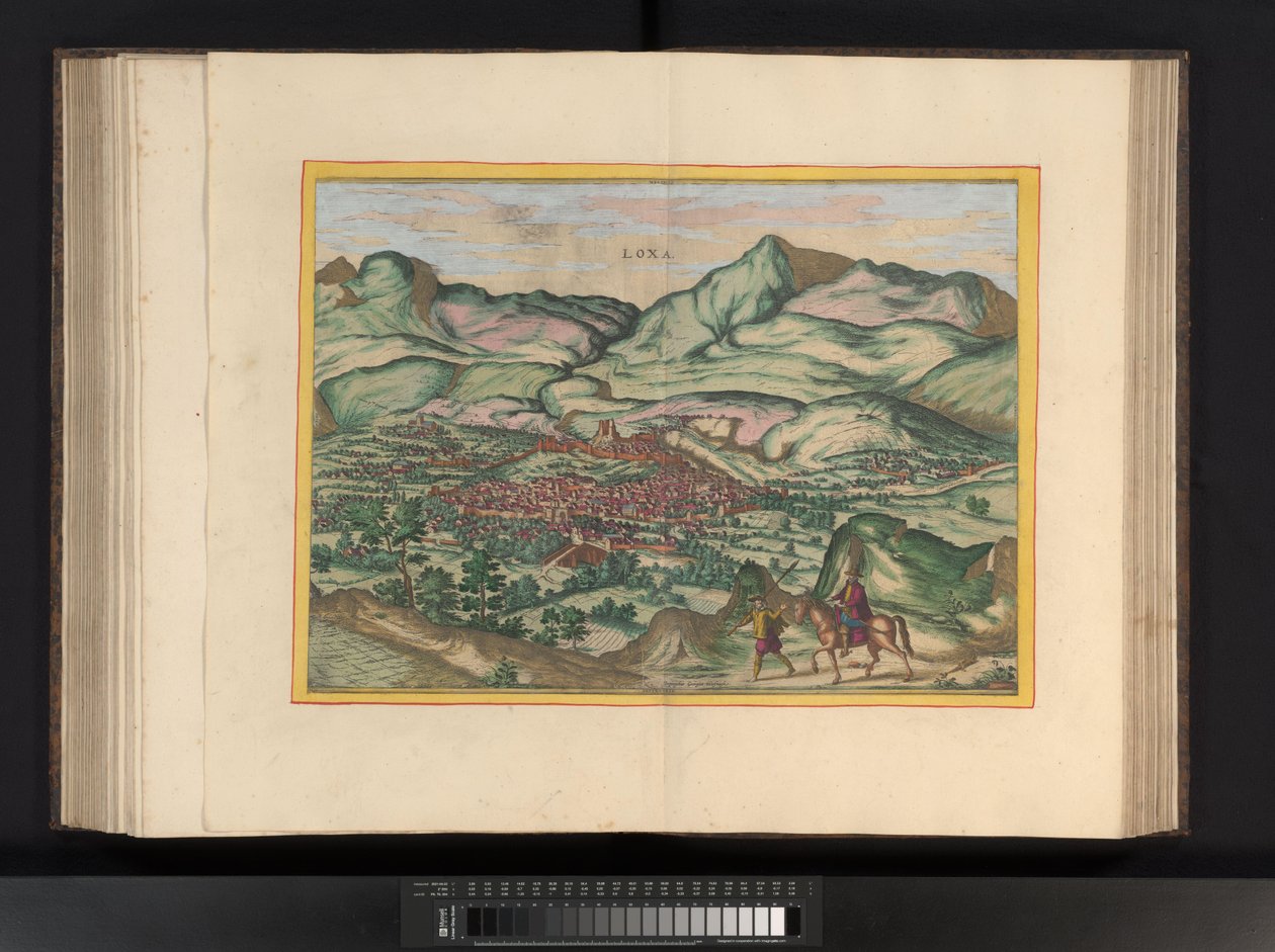Gezicht op de stad Málaga door Symon Novelanus (possibly)
