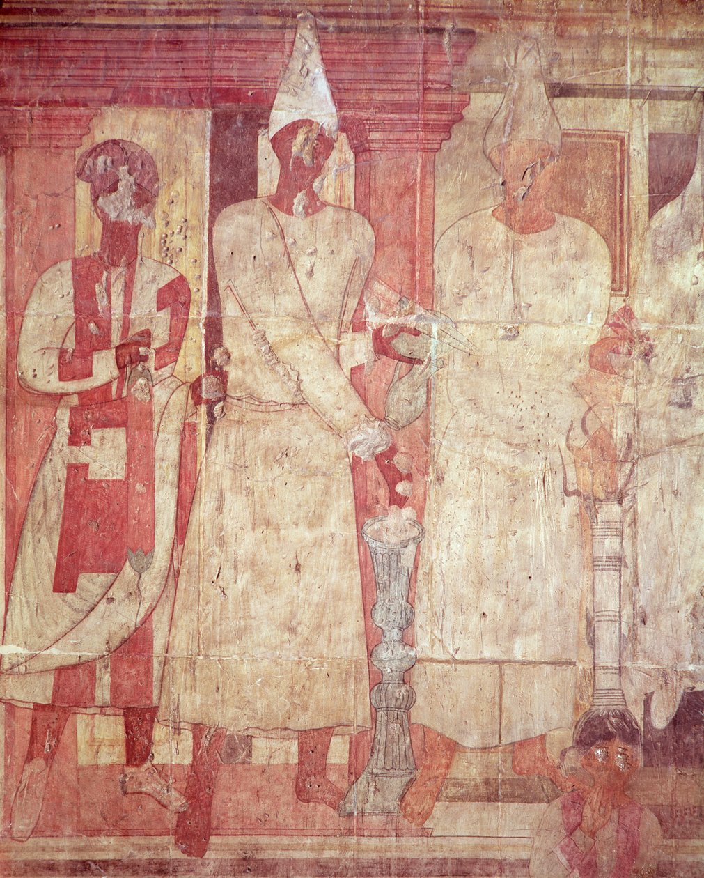 Scène van een offer door Conon en zijn familie, uit de Tempel van Bel, Dura Europos (muurschildering) door Syrian