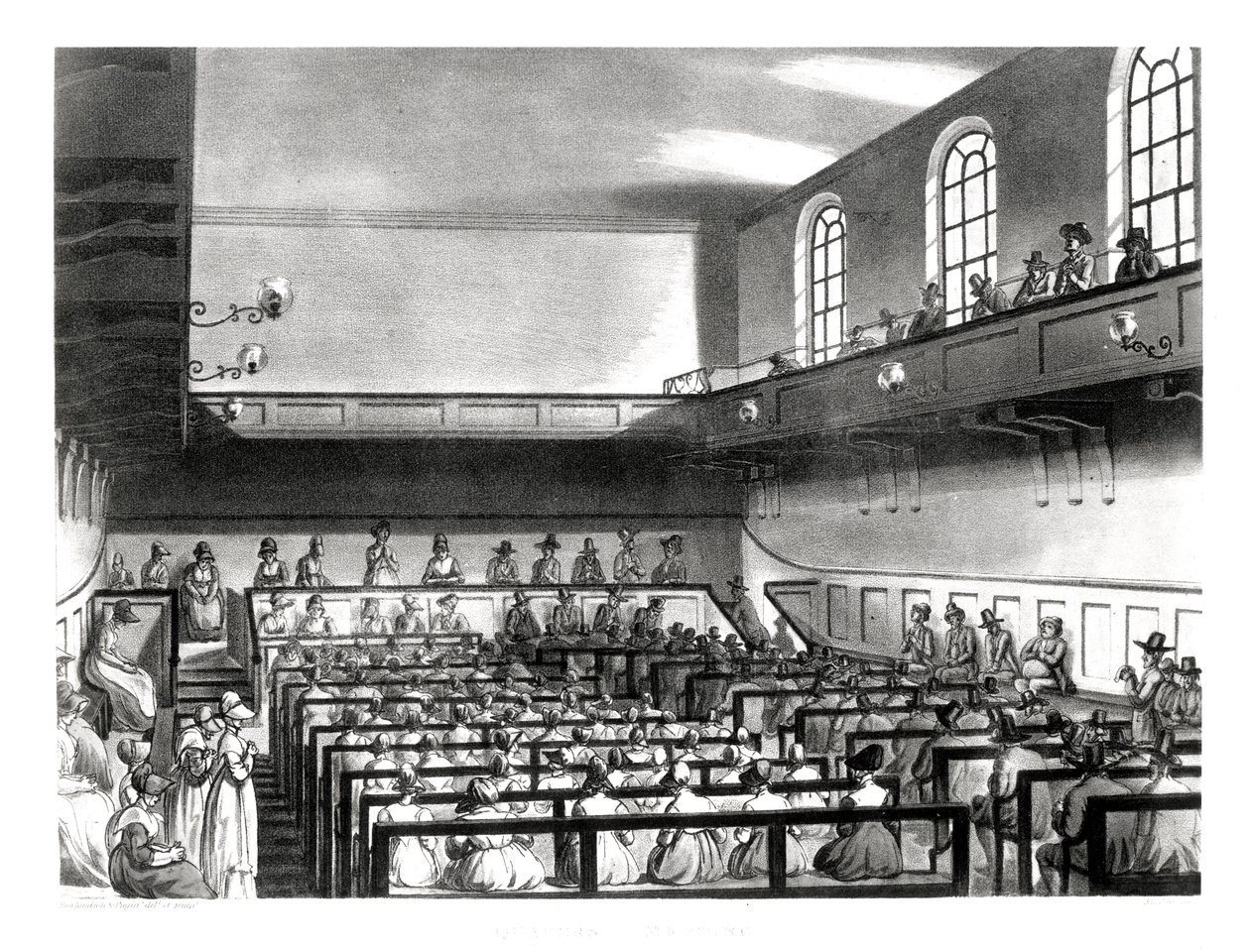 Quakers bijeenkomst, uit Ackermann