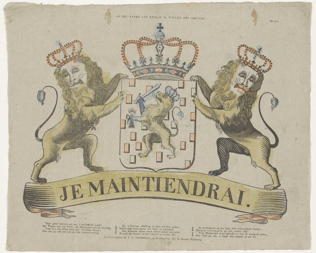 Op het wapen van zyne K. M. Willem den Eersten door T.L. Thompson