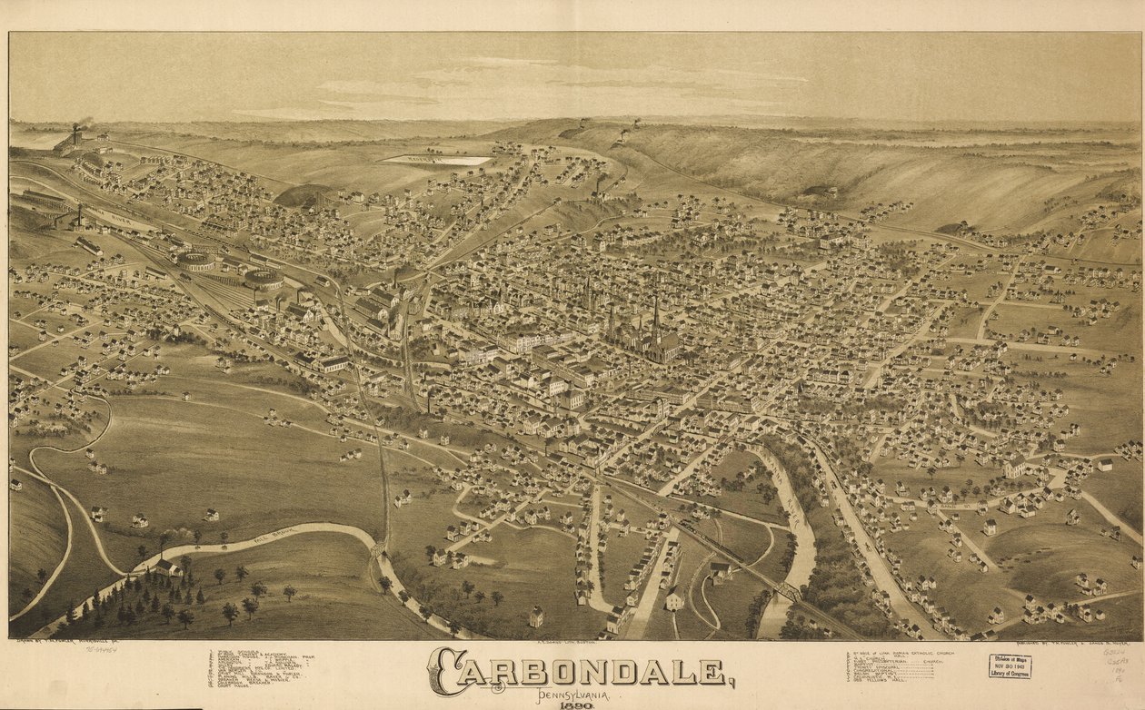 Carbondale, Pennsylvania, 1890 door T. M. Fowler