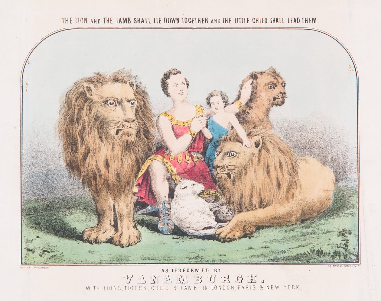 De leeuw en het lam zullen samen liggen en het kleine kind zal hen leiden, ca. 1840 door T. W. Strong