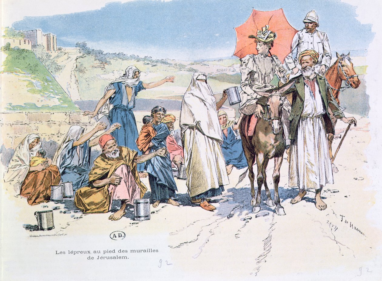 Melaatsen buiten de muren van Jeruzalem, 1892 door T. de Haener