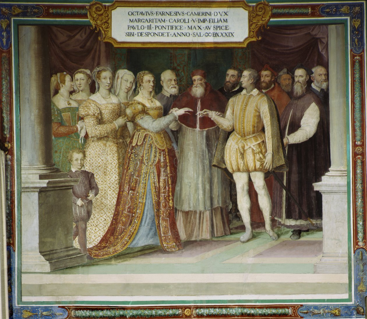 Het huwelijk van Ottavio Farnese en Margaretha van Oostenrijk, Villa Farnese, Caprarola, Italië door Taddeo Zuccari
