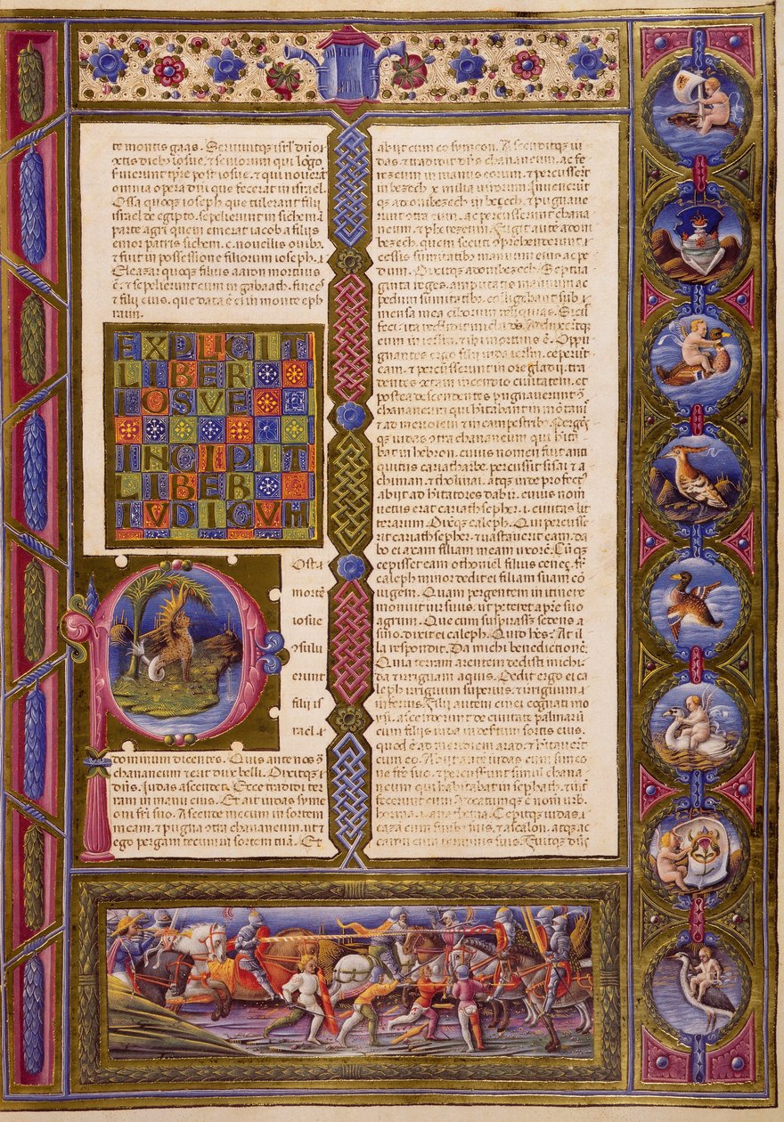 Incipit uit het Boek van Rechters, uit Deel I van de Bijbel van Borso d
