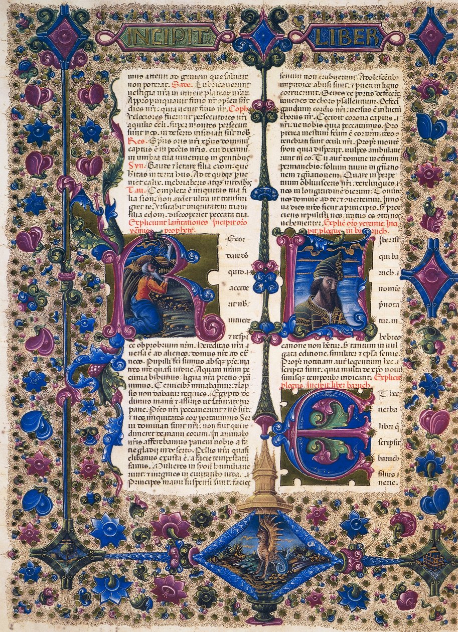 Incipit uit het Boek van de Profeet Baruch, uit Volume II van de Bijbel van Borso d