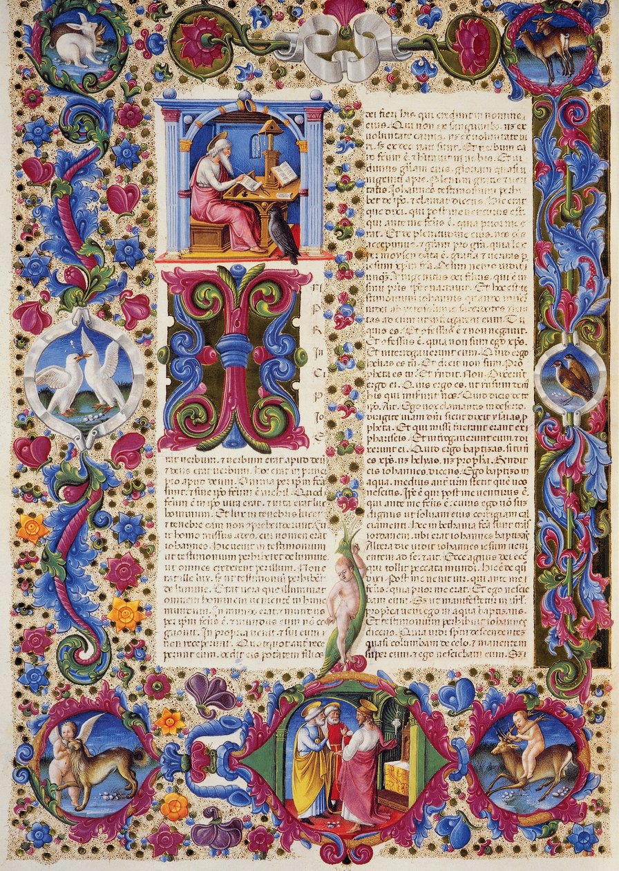 Incipit uit het Evangelie volgens Johannes, uit Deel II van de Bijbel van Borso d