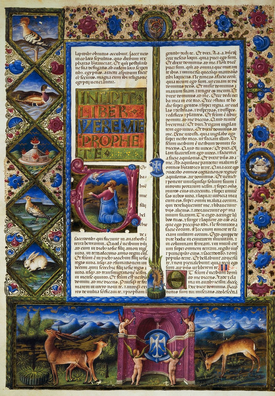Incipit uit het Boek van Jeremia, uit Deel II van de Bijbel van Borso d