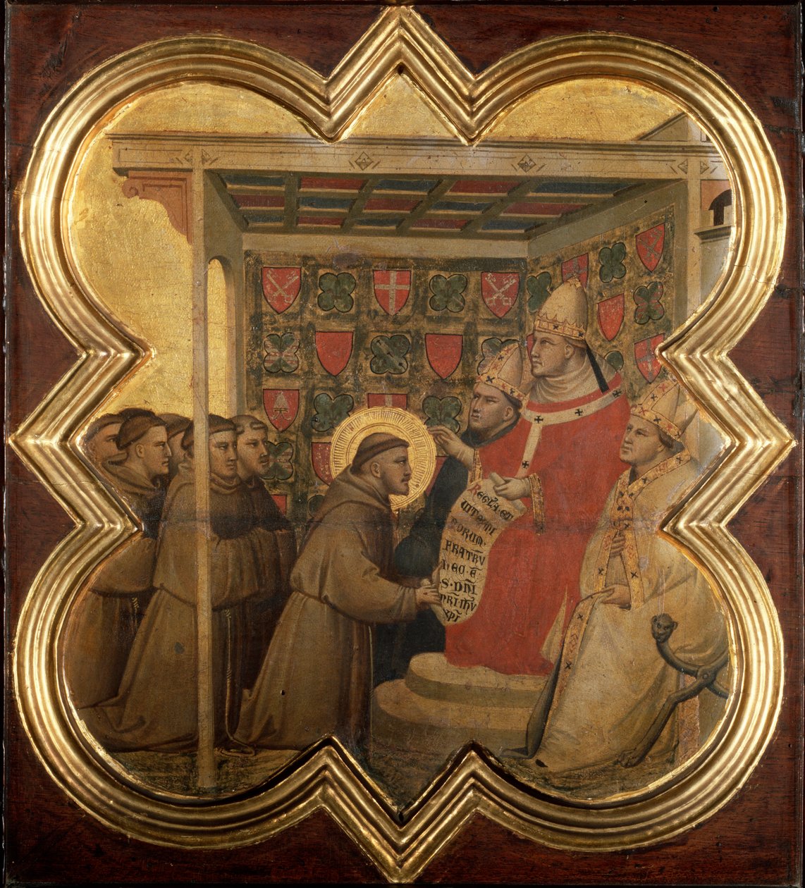 Leven van Sint Franciscus van Assisi: Innocentius III bevestigt de Franciscaanse regel in 1210 door Taddeo Gaddi