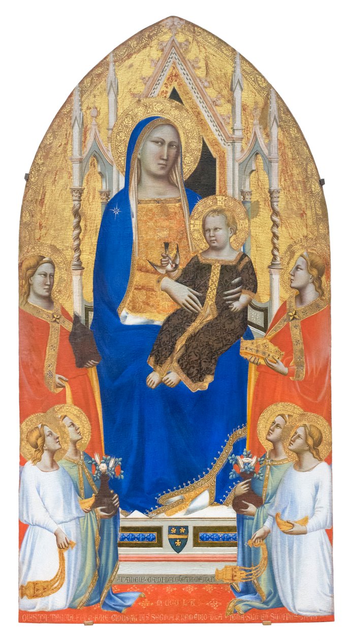 Madonna en Kind op de troon met Sint Maria Magdalena, Sint Catharina van Alexandrië en engelen door Taddeo Gaddi