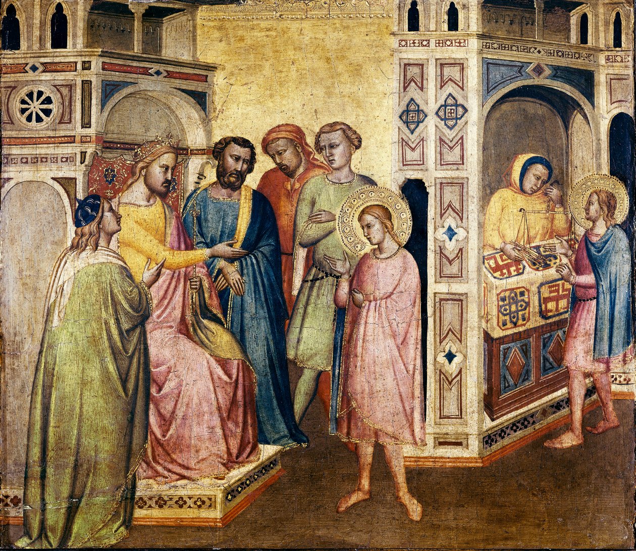 Sint Eligius voor koning Clothar door Taddeo Gaddi