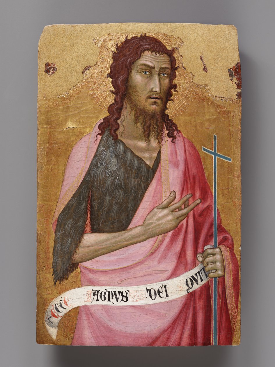 Johannes der Täufer, eines von zwei Tafeln eines zerlegten Altars door Taddeo di Bartolo