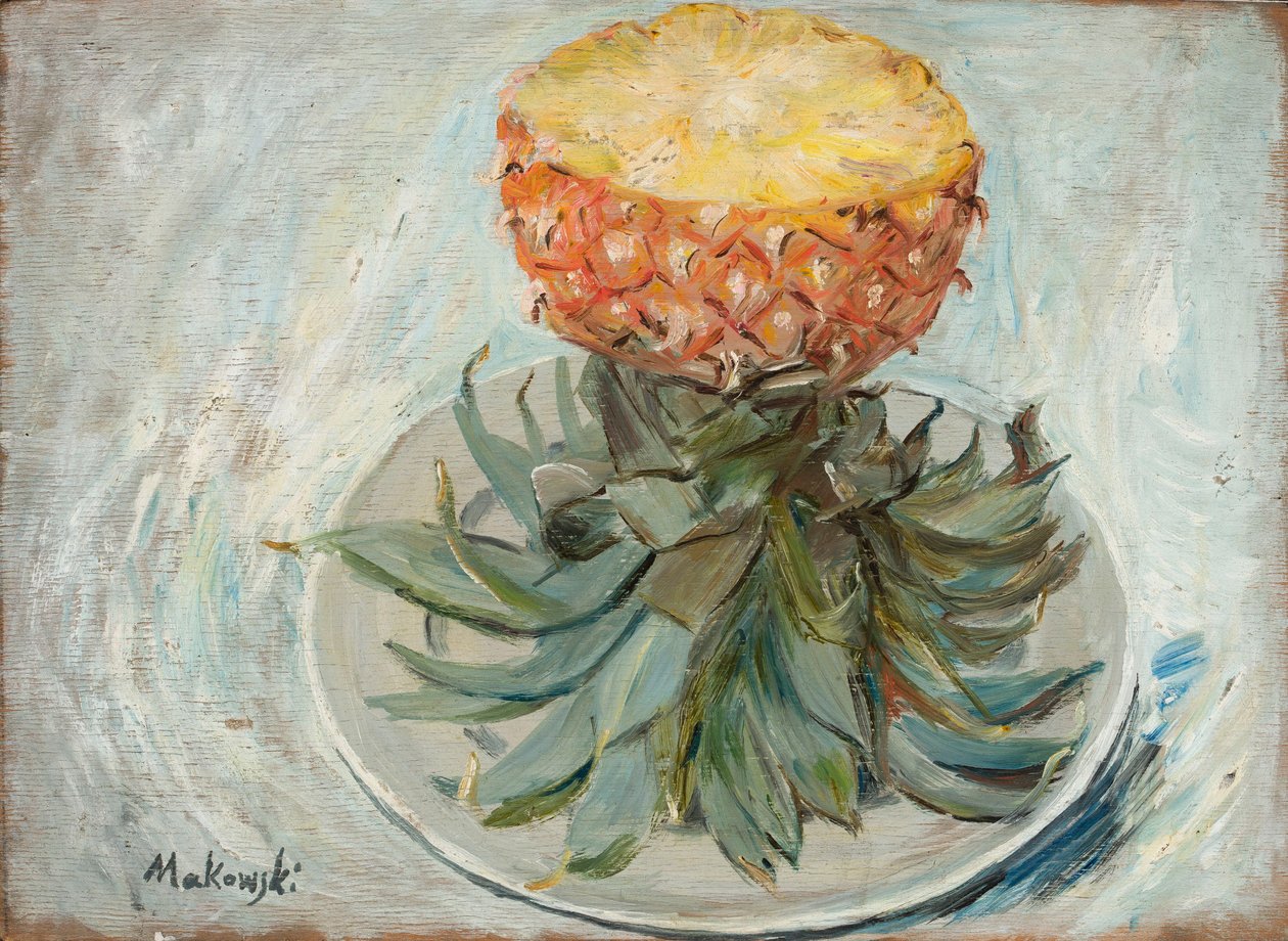 Ananas op een bord door Tadeusz Makowski