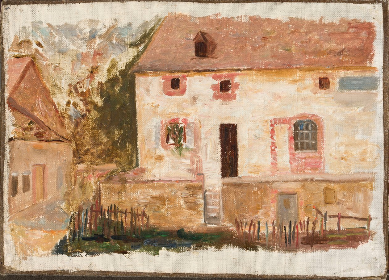 Huis met houten hekwerk door Tadeusz Makowski