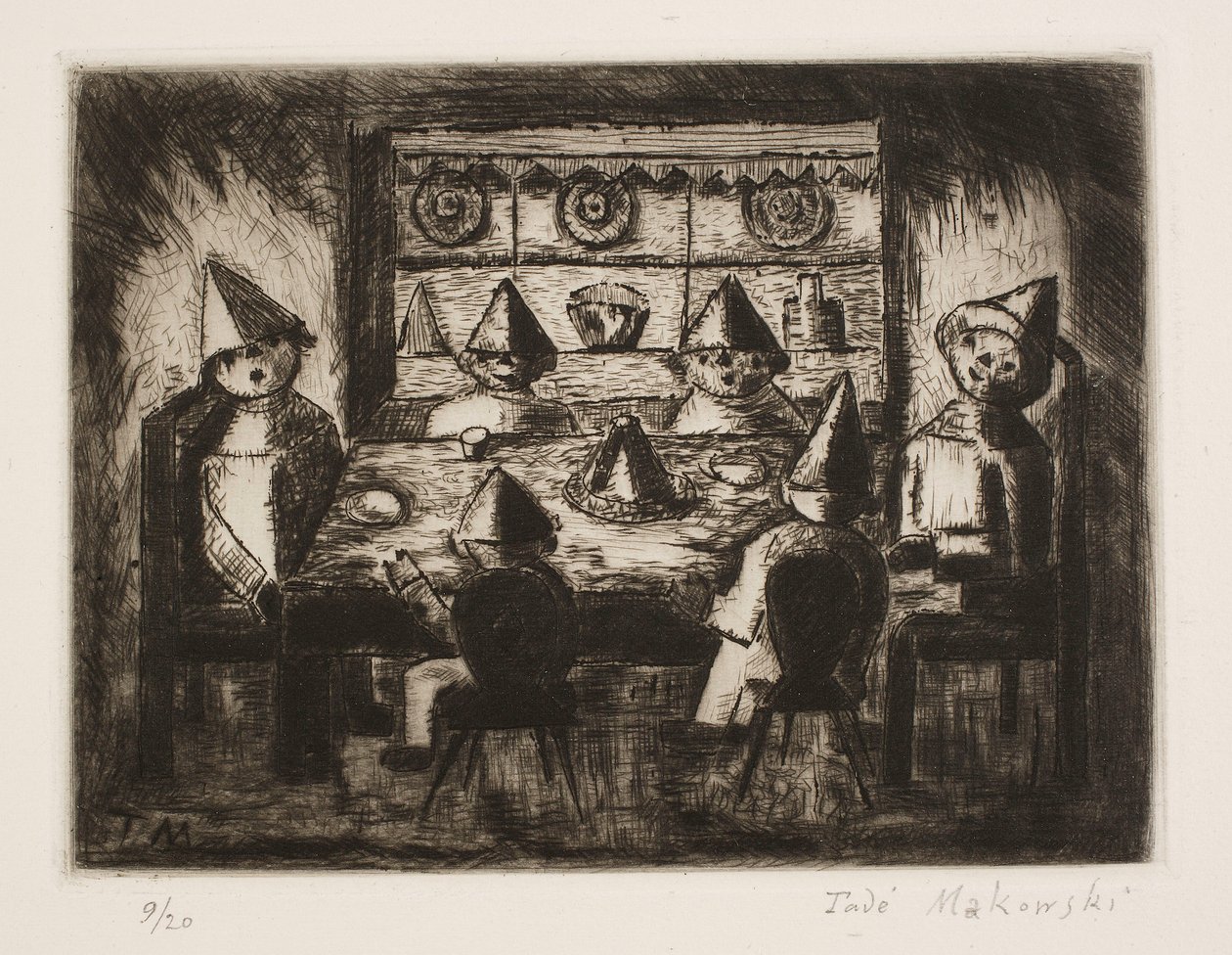 Kinderen aan tafel door Tadeusz Makowski