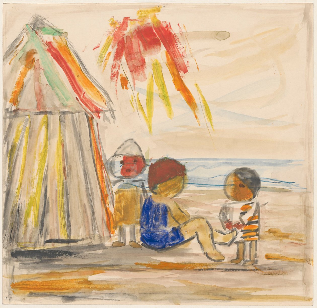 Kinderen op het strand door Tadeusz Makowski