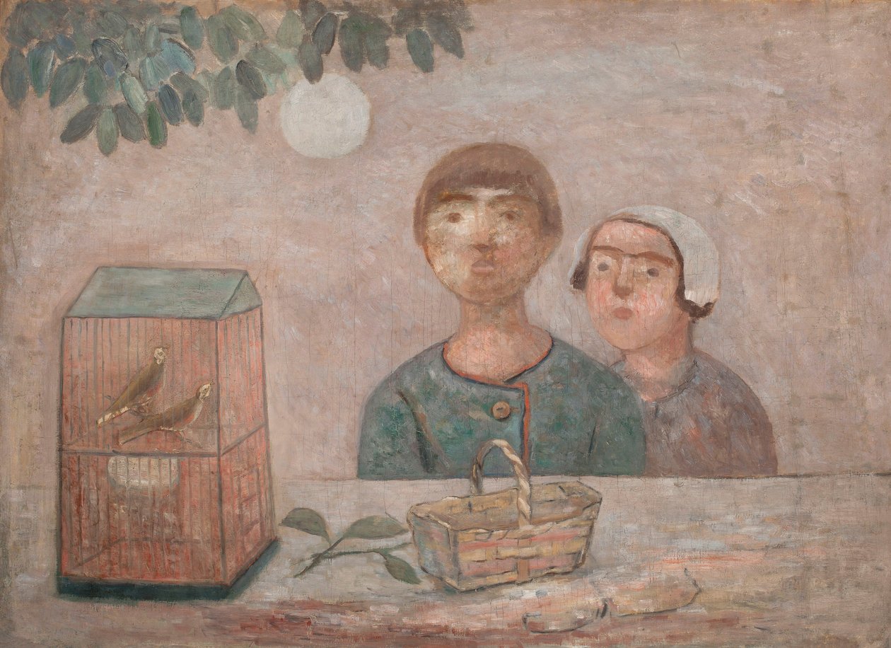 Kinderen voor een kooi met vogels door Tadeusz Makowski