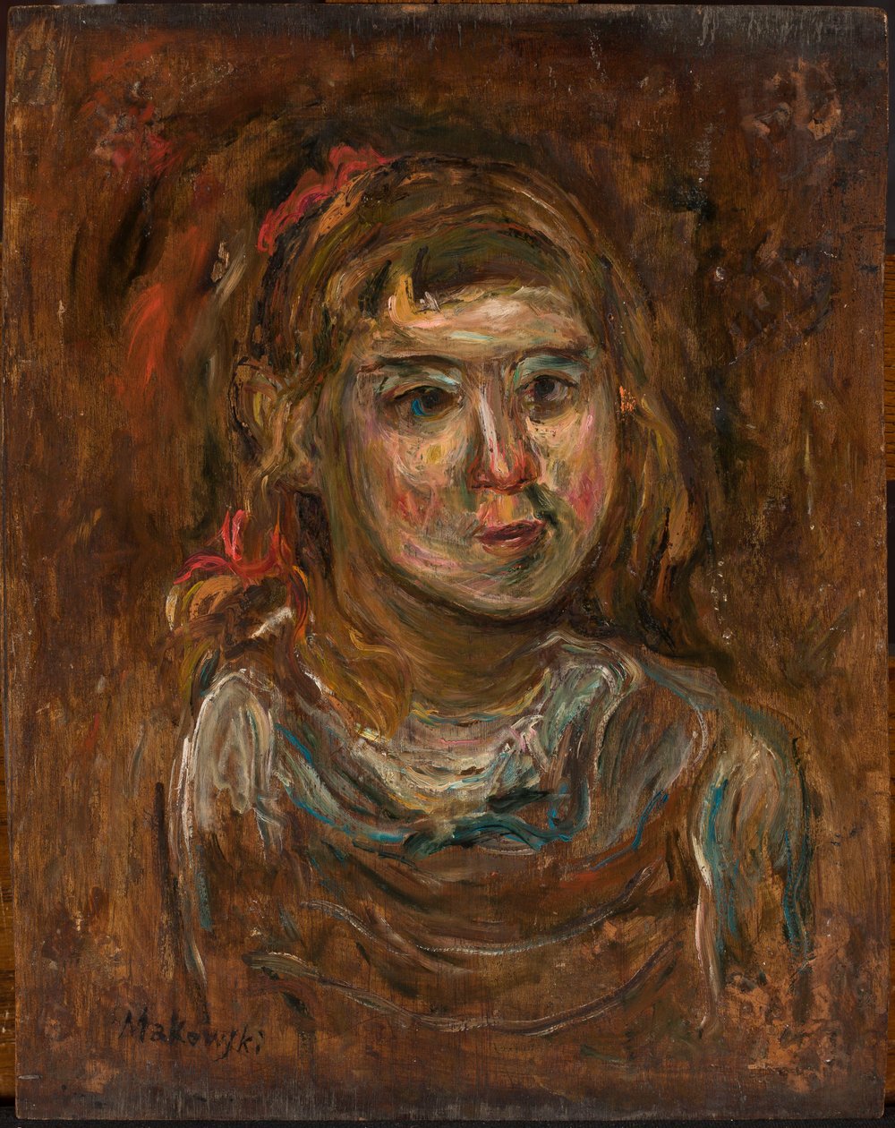 Meisje met een rood lint door Tadeusz Makowski