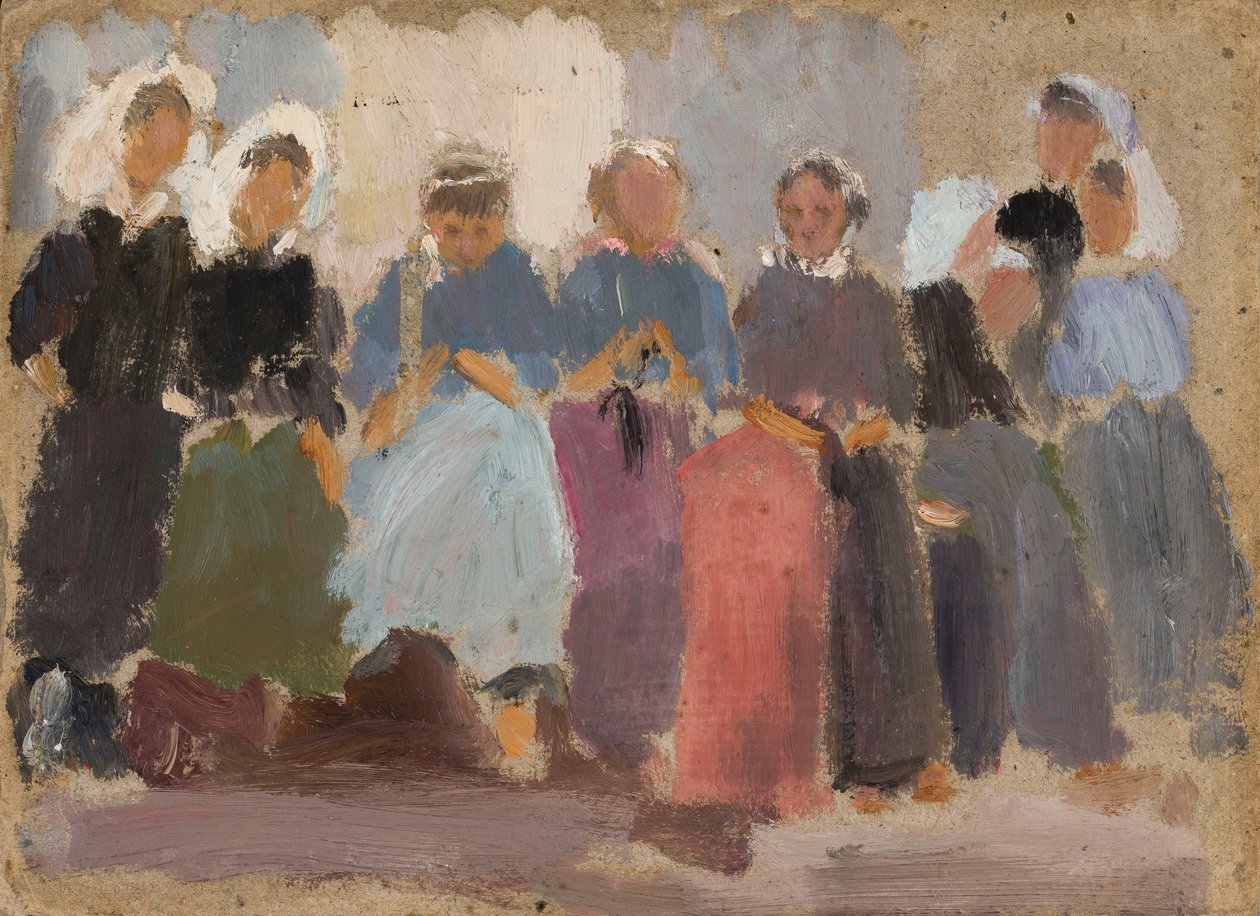 Breiende vrouwen - schets door Tadeusz Makowski