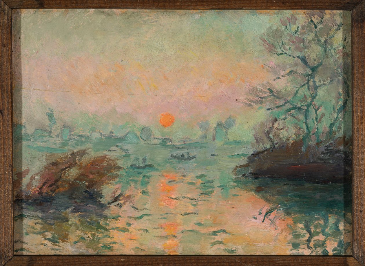 Landschap bij zonsondergang door Tadeusz Makowski