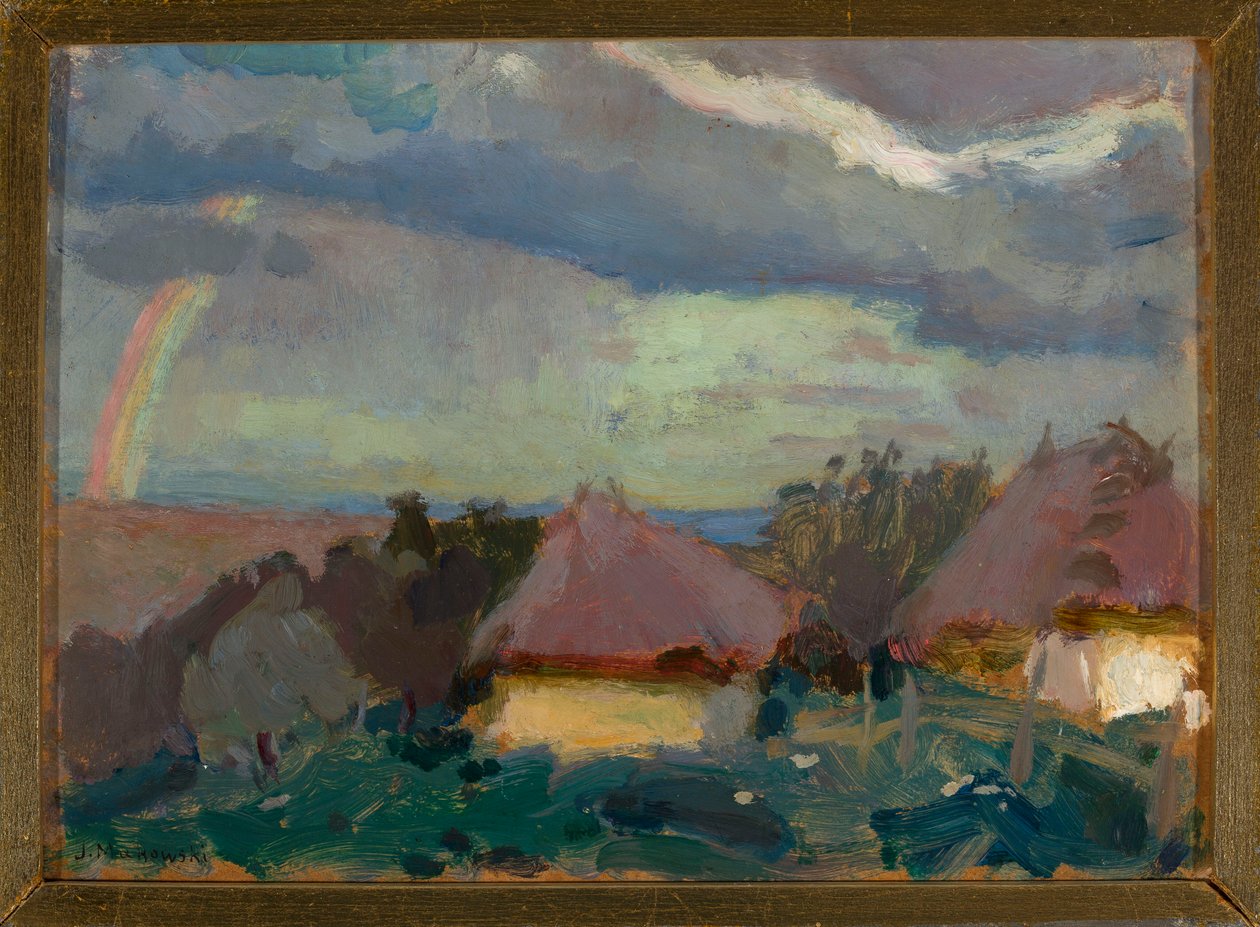 Landschap met een regenboog door Tadeusz Makowski