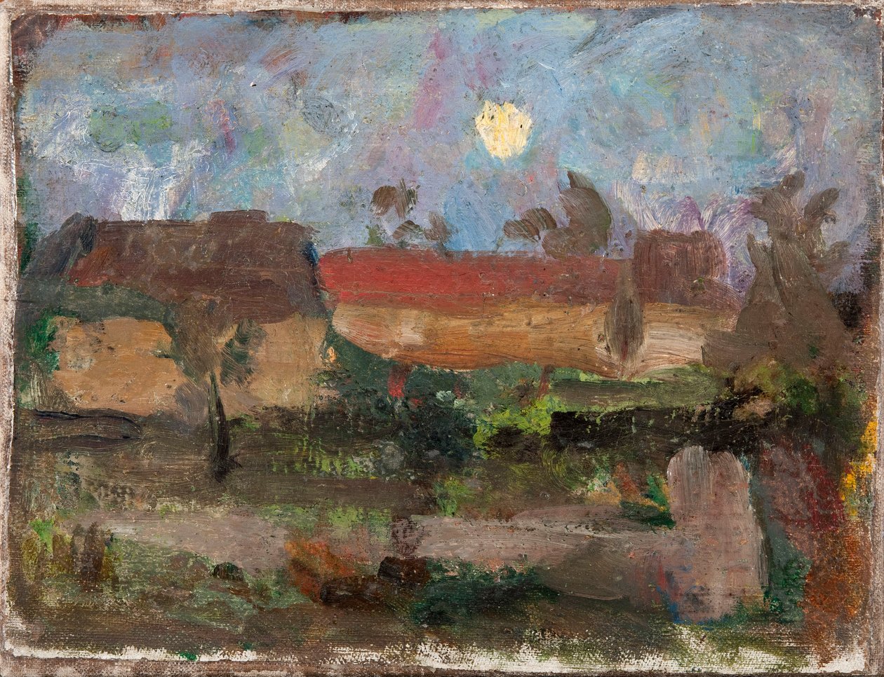 Maan boven het dorp door Tadeusz Makowski