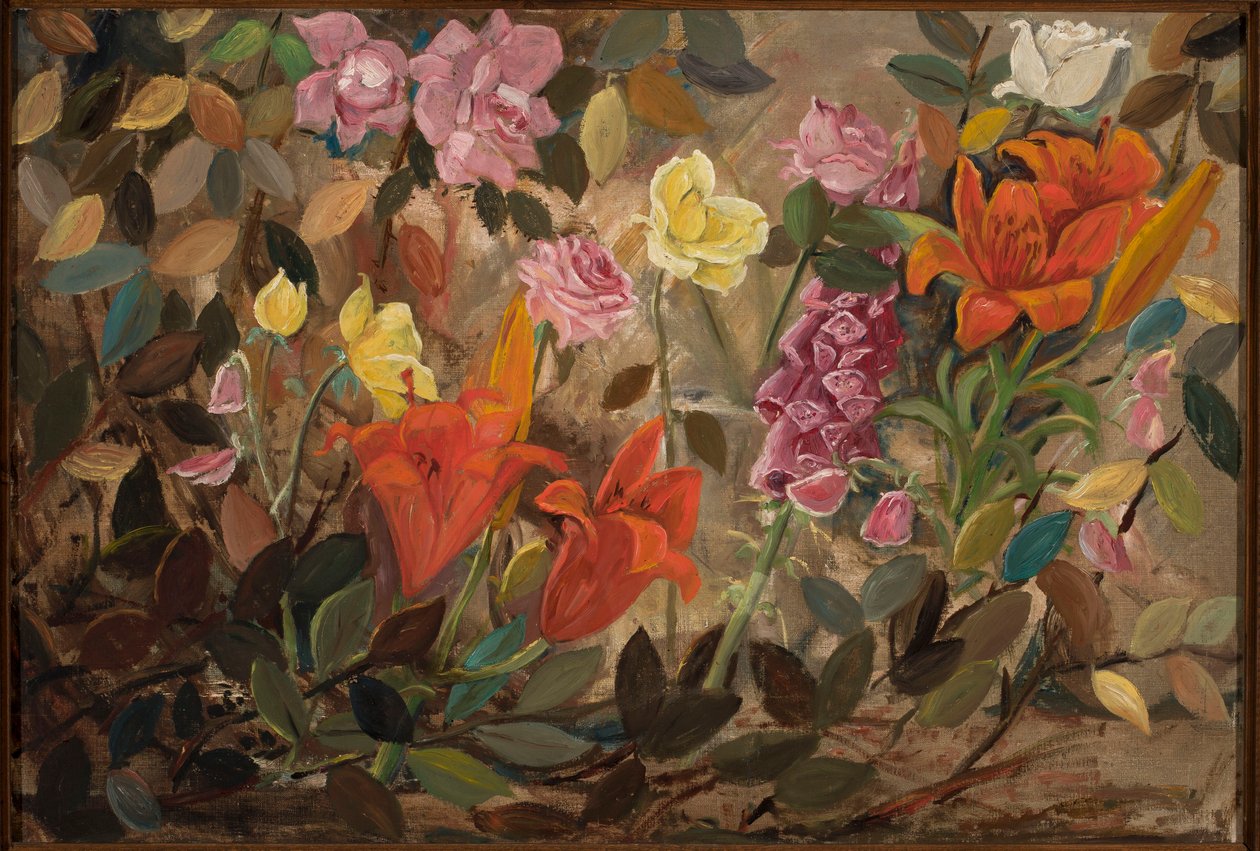 Bloemen in de tuin door Tadeusz Makowski