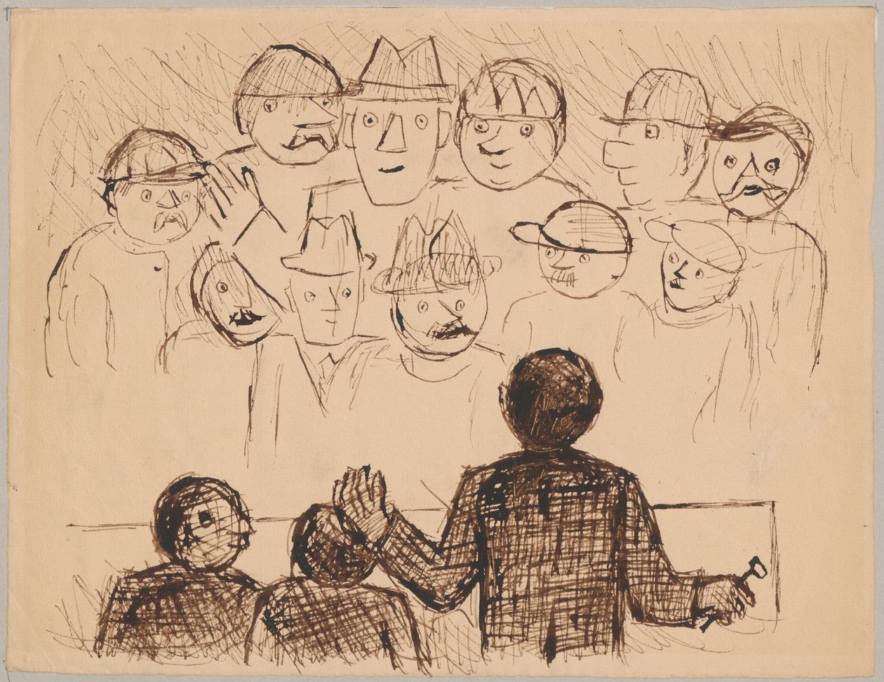 Veiling, uit de cyclus „Veiling in Hôtel Drouot“ door Tadeusz Makowski
