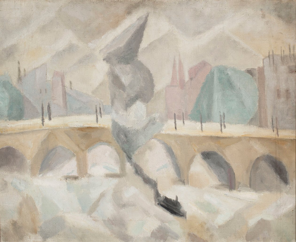 Brug over de Seine door Tadeusz Makowski