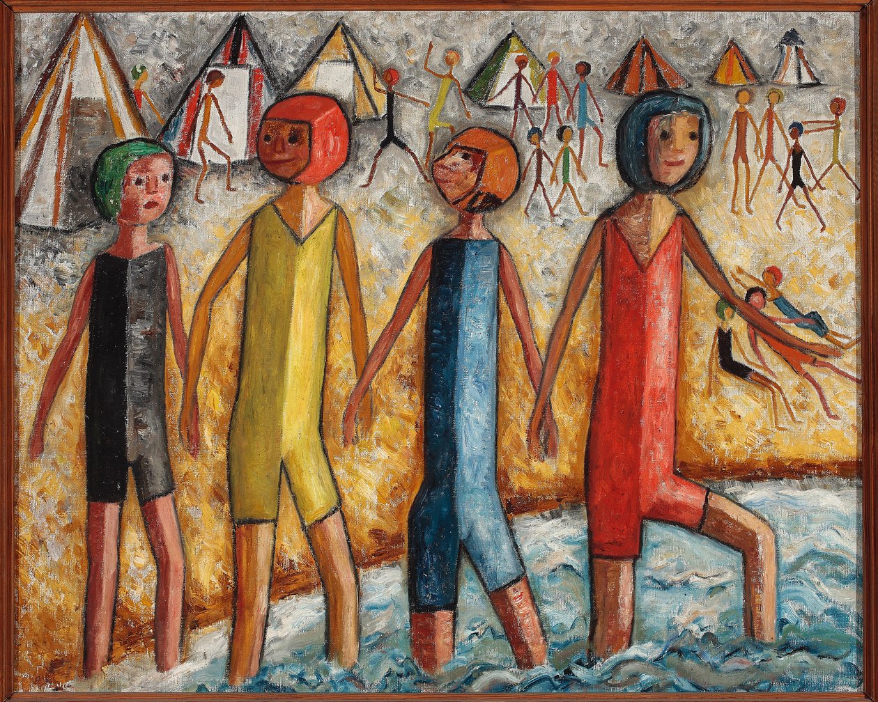 Op het strand door Tadeusz Makowski