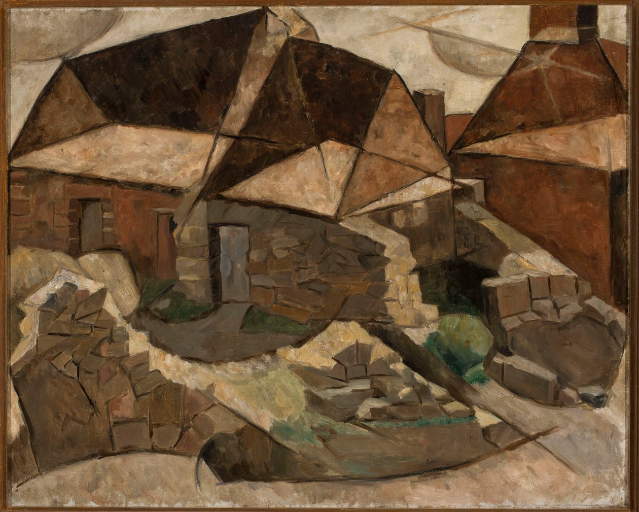 Landschap met huizen door Tadeusz Makowski