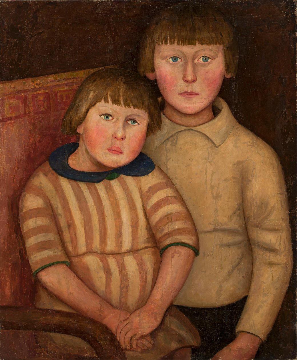 Portret van twee kinderen door Tadeusz Makowski