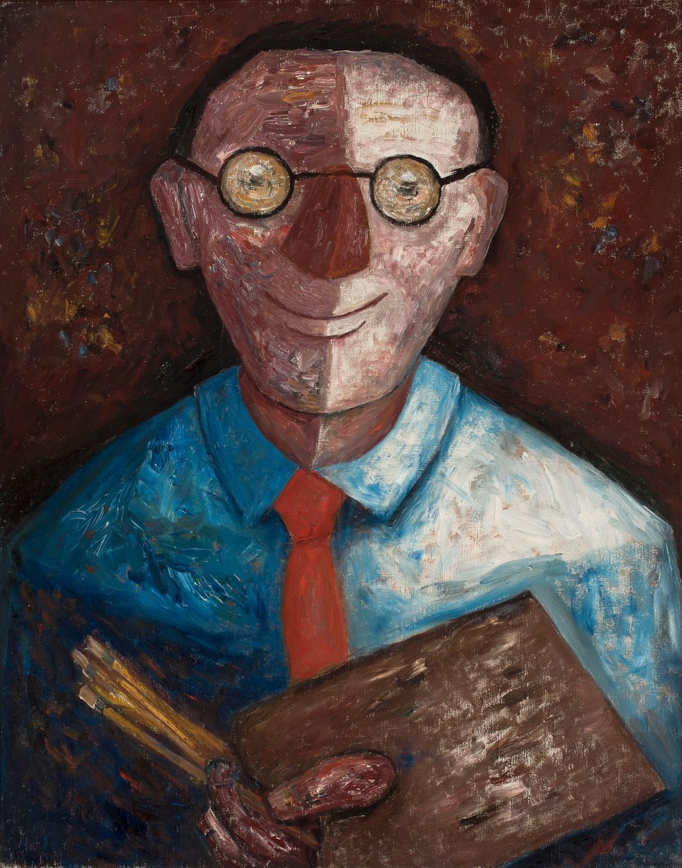 Mannenportret met palet (Jacques Gotkowski) door Tadeusz Makowski