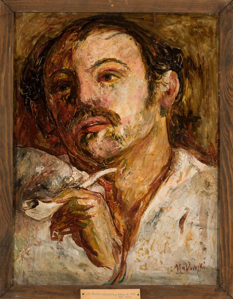Portret van een man met een pijp door Tadeusz Makowski