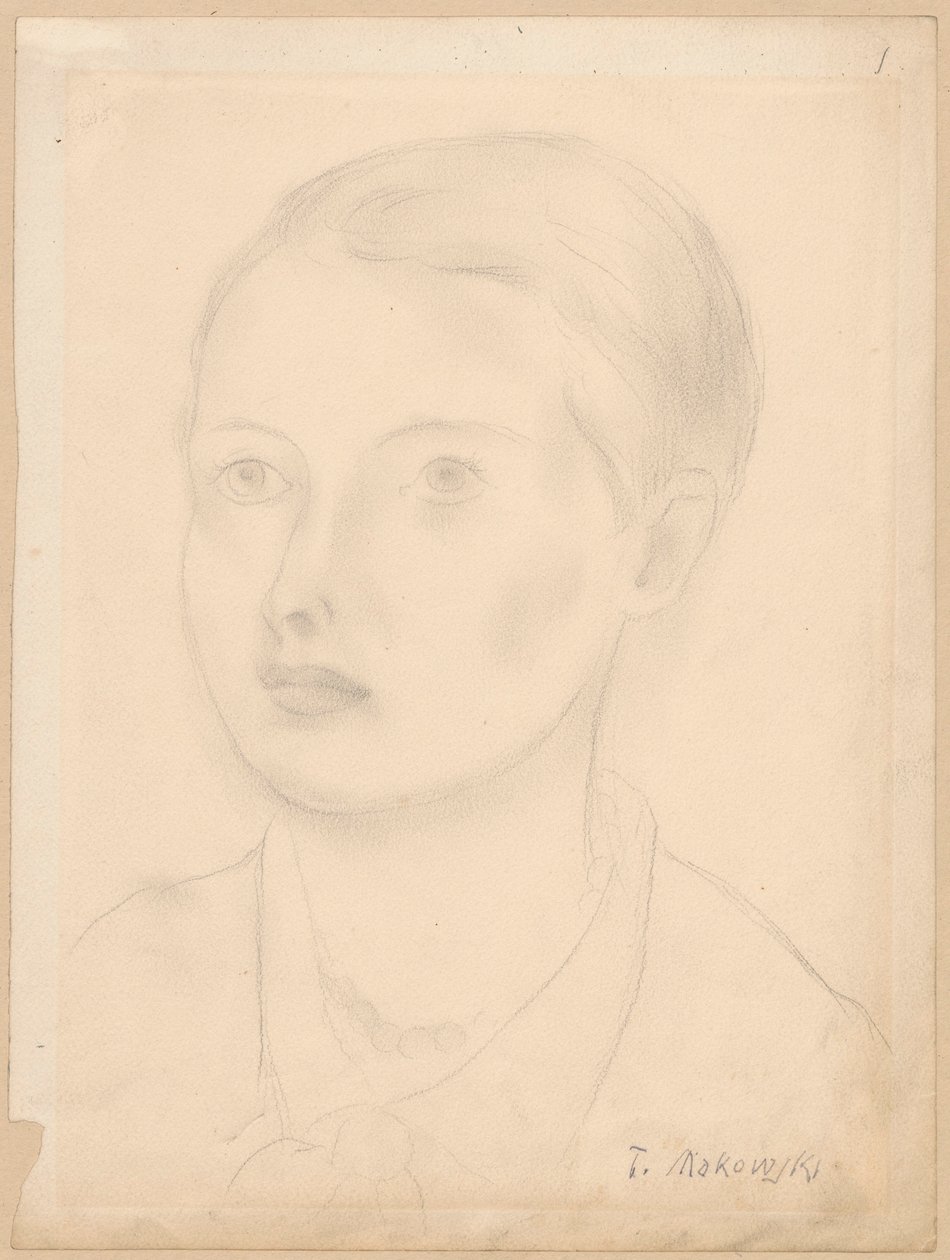 Portret van een jong meisje door Tadeusz Makowski