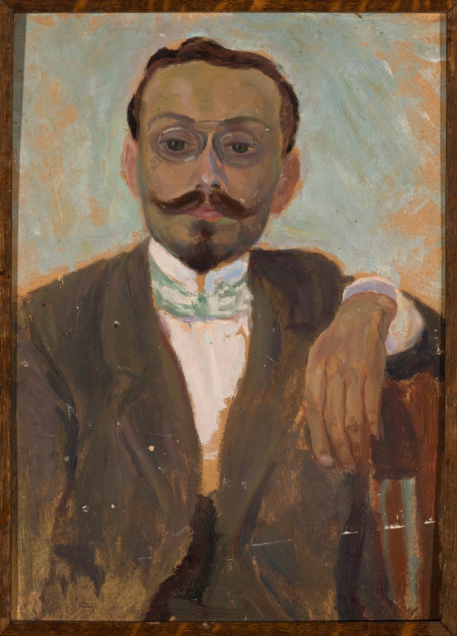 Portret van de beeldhouwer Bolesław Bałzukiewicz door Tadeusz Makowski